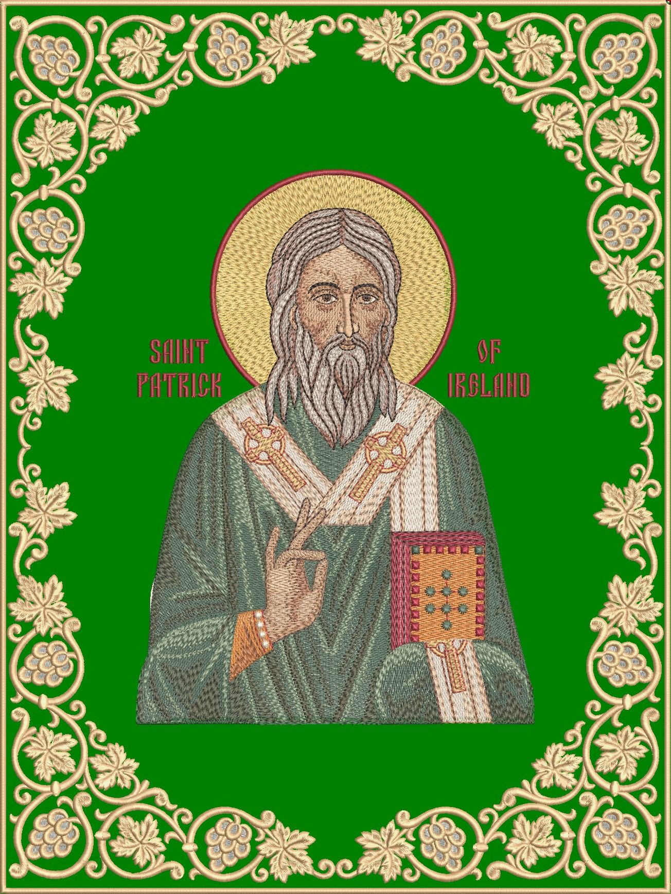 Nabedrennik – Orthodox Liturgical Priest Vestment Green St Patrick of Ireland Icon