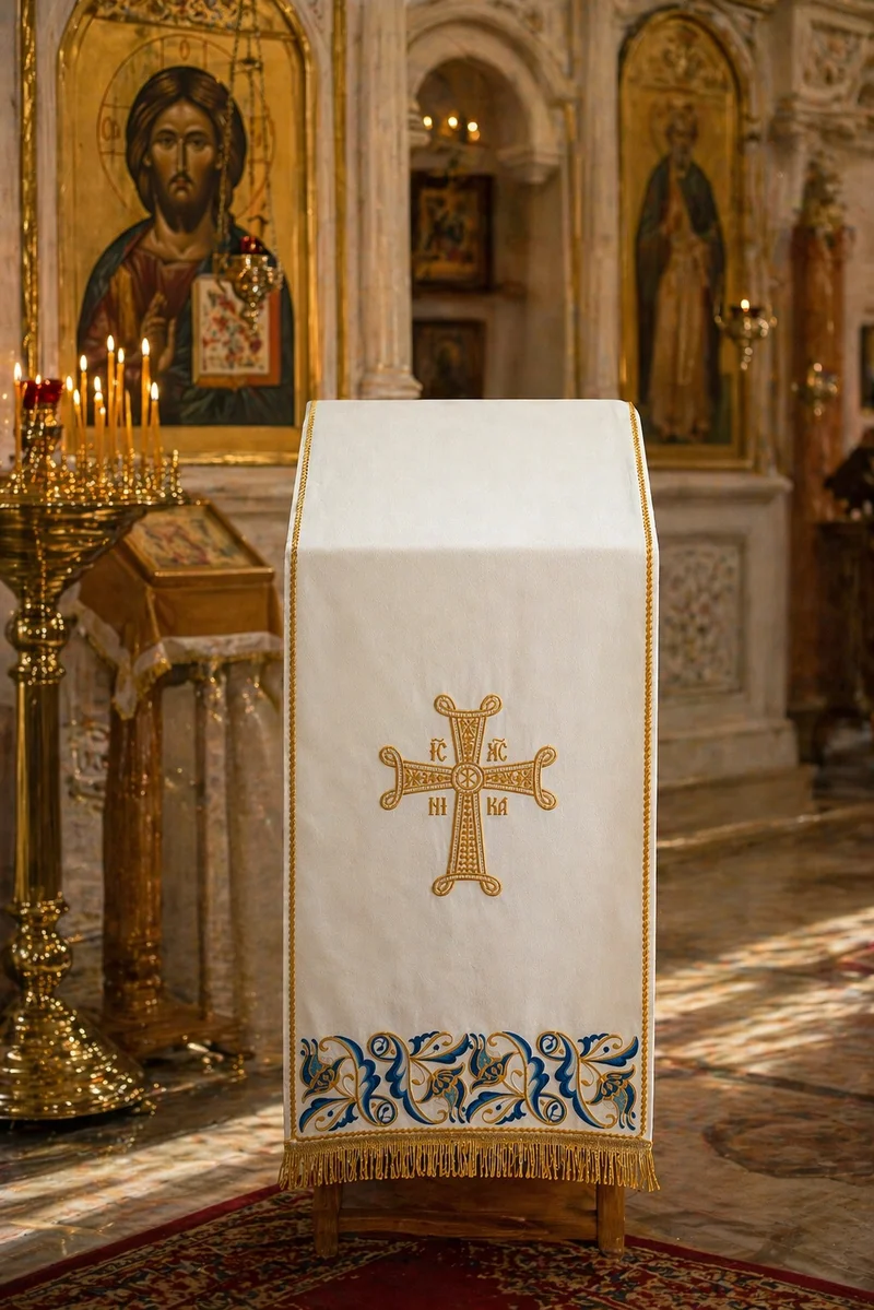 Analogian Cover for Orthodox Church Fully Embroidered Velvet Cotton 100% Premium