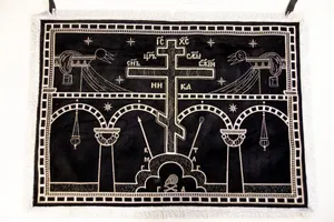 Embroidered Velvet Chalice Covers Set Great Lent - Black Silver