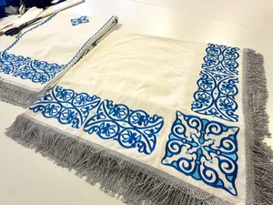 Holy Table Cover and altar covers –White Velvet with Blue Embroidery
