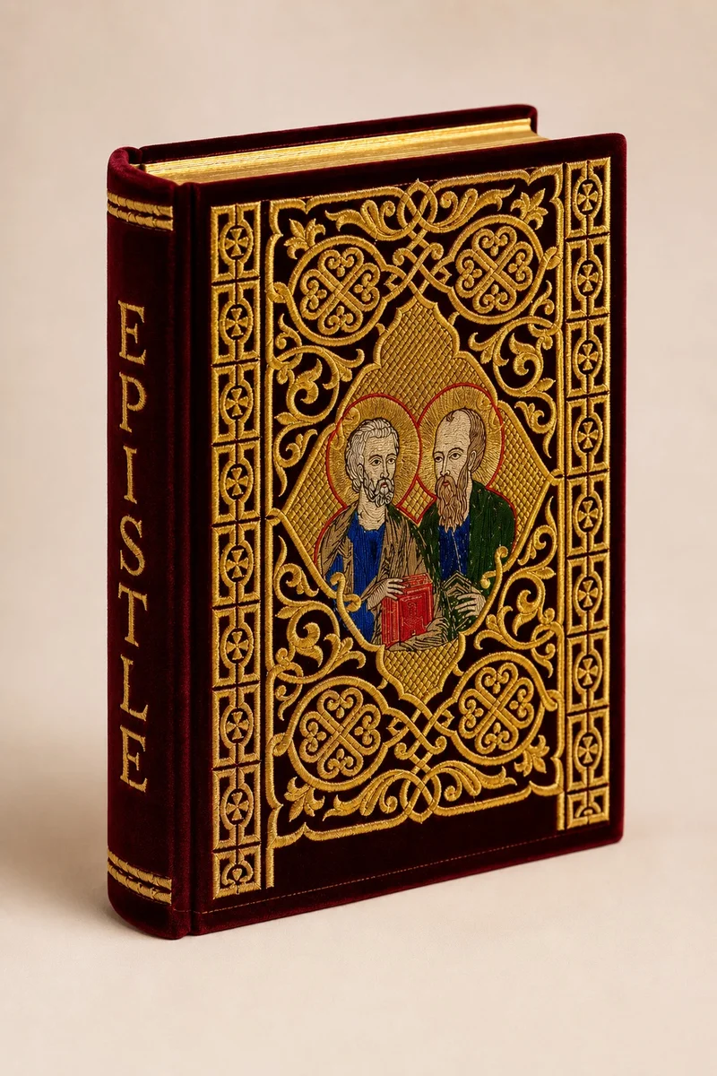 Fully Embroidered Epistle Book Cover With Icon Cotton 100%