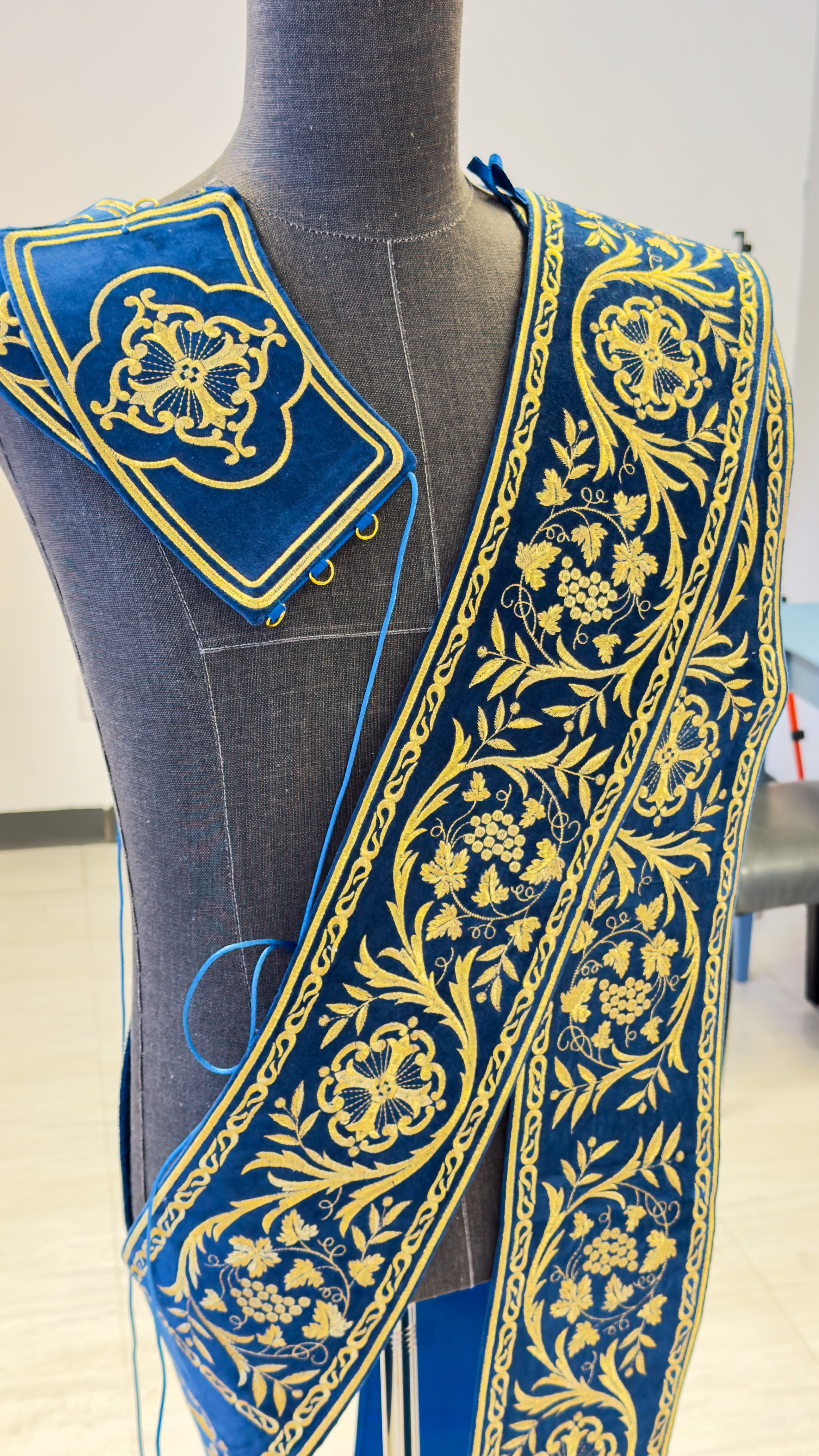 Orthodox Deacon Protodeacon Orarion Velvet Cotton With Premium Metallic Threads
