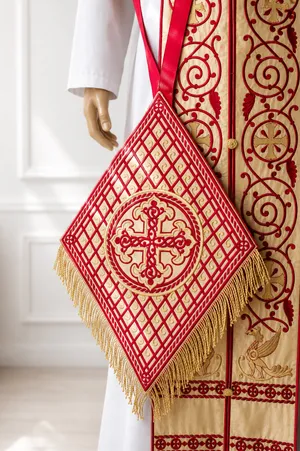 Gold Red  fully embroidered  vestments priest set Russian style