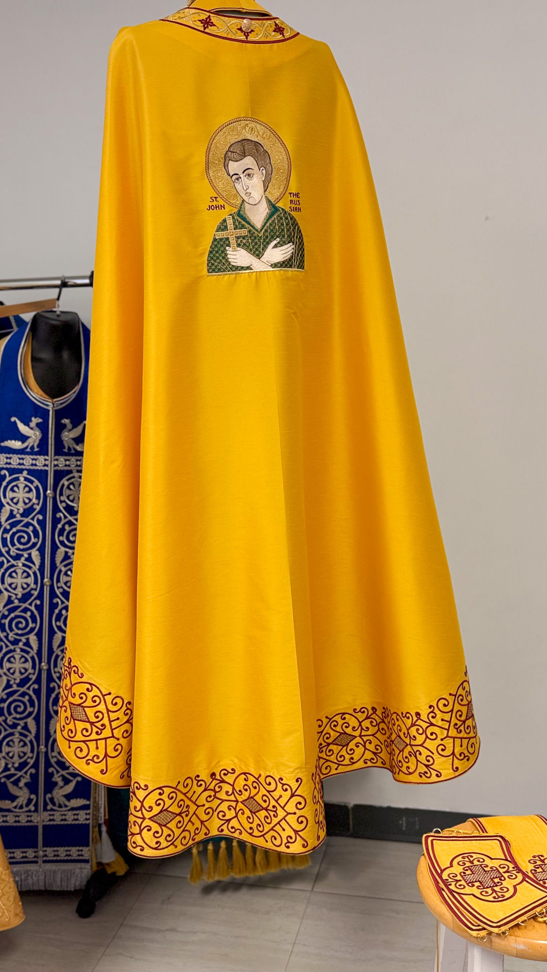 Fully-Embroidered Orthodox Priest Vestments Set with The Icon On The Back