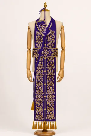 Copy of Fully Embroidered Orthodox Priest Vestments Set, Purple, gold