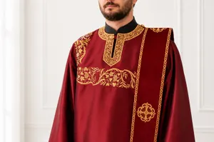Copy of Fully Embroidered Orthodox Deacon Protodeacon Vestments set Burgundy Gold