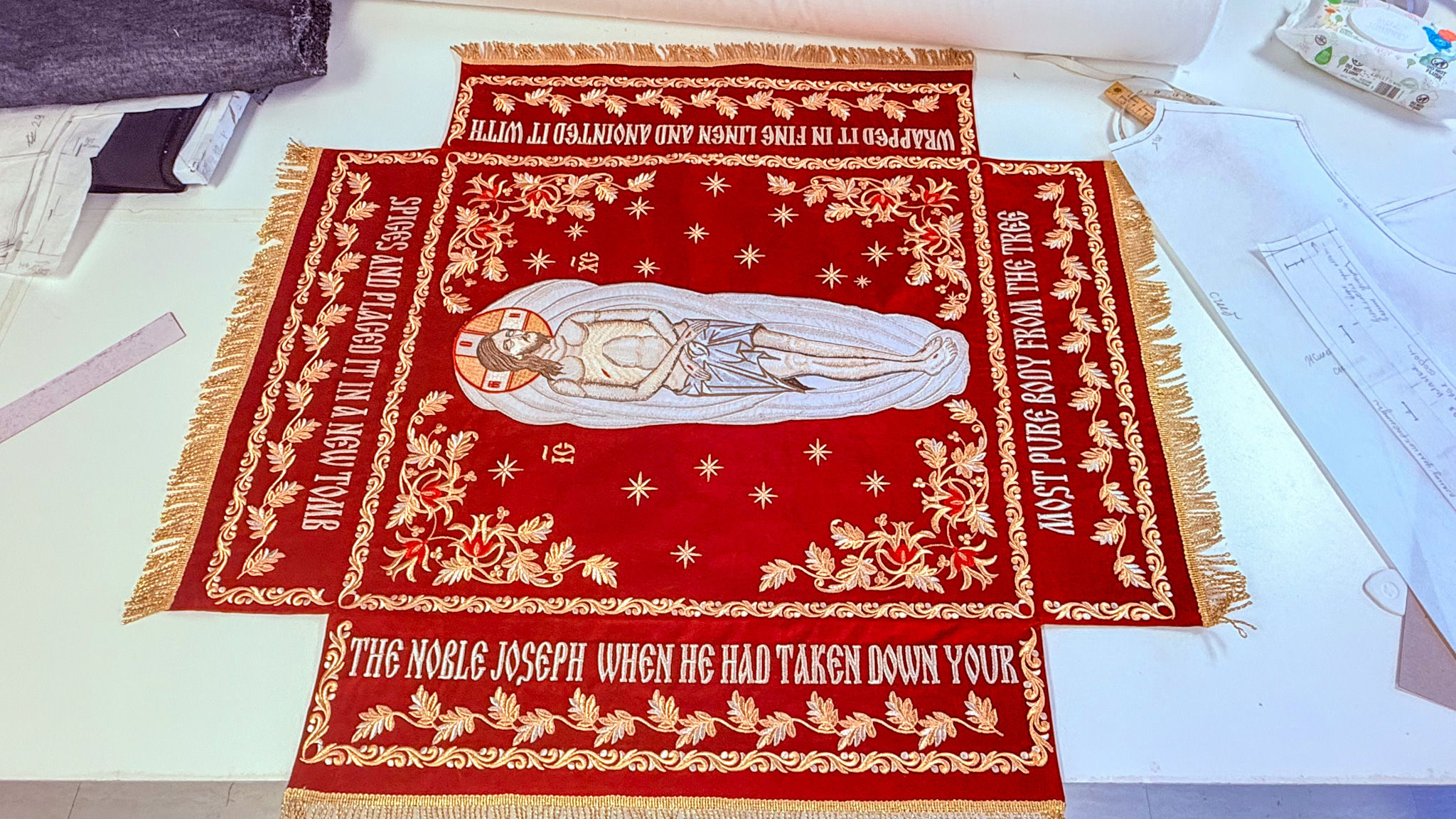 Cotton Velvet Shroud Of Our Lord Jesus Christ With Stars