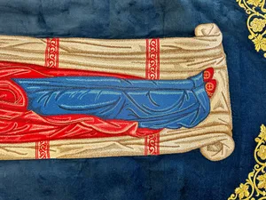 Fully-Embroidered Orthodox Epitaphios (Shroud) Dormition With Vine Grapes Patterns