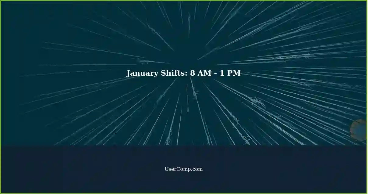 January Shifts: 8 AM - 1 PM