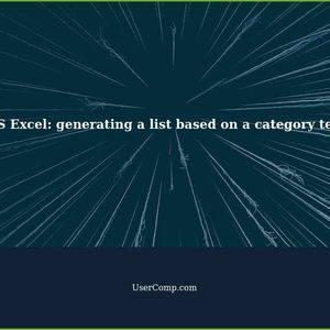 MS Excel: generating a list based on a category text on a column