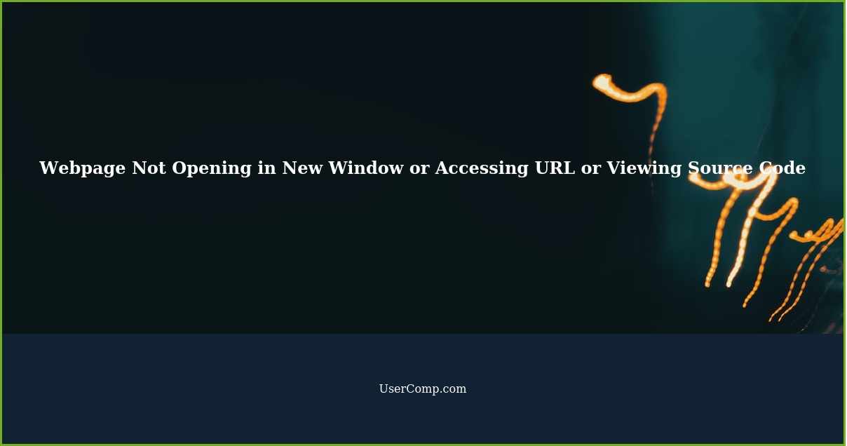 Webpage Not Opening in New Window or Accessing URL or Viewing Source Code