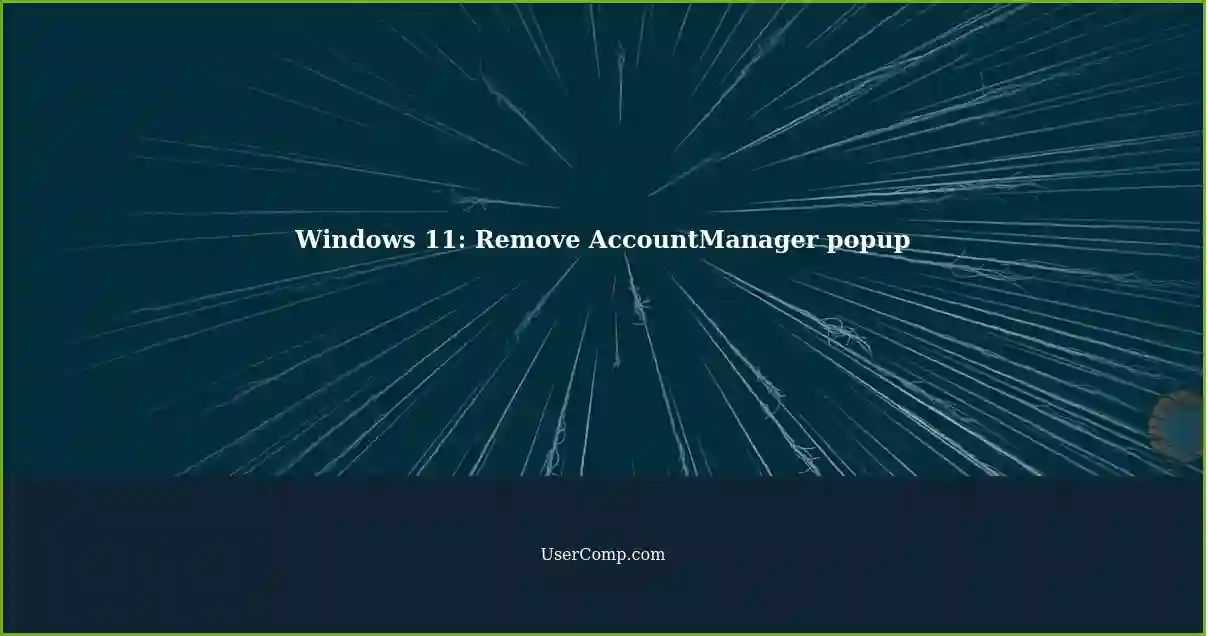 Windows 11: Remove AccountManager popup