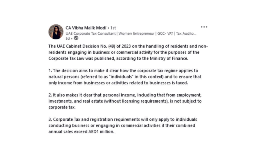 This image is showing 'vibha modi posted on social media about Effect on Investment Gains and Rental Yield'
