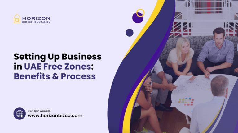 Professionals discussing benefits of UAE Free Zone business setup.