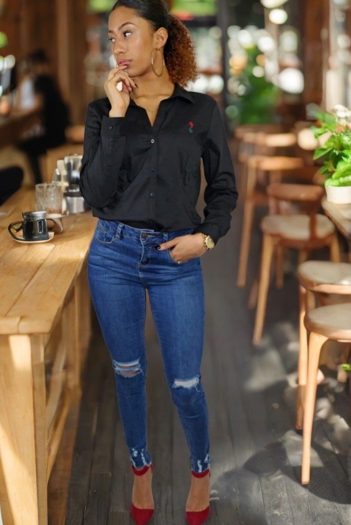 Chemise femme noire slim fit - 4fclothing