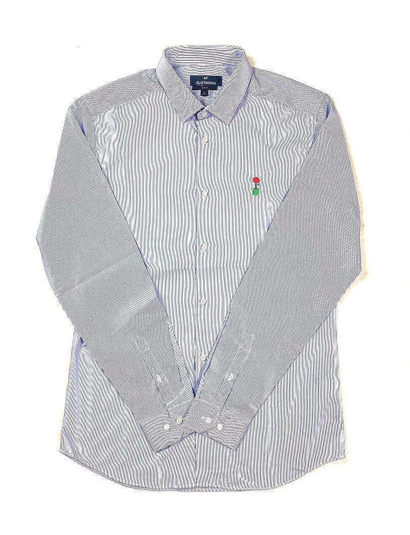 Chemise blanche à rayures bleu - 4fclothing