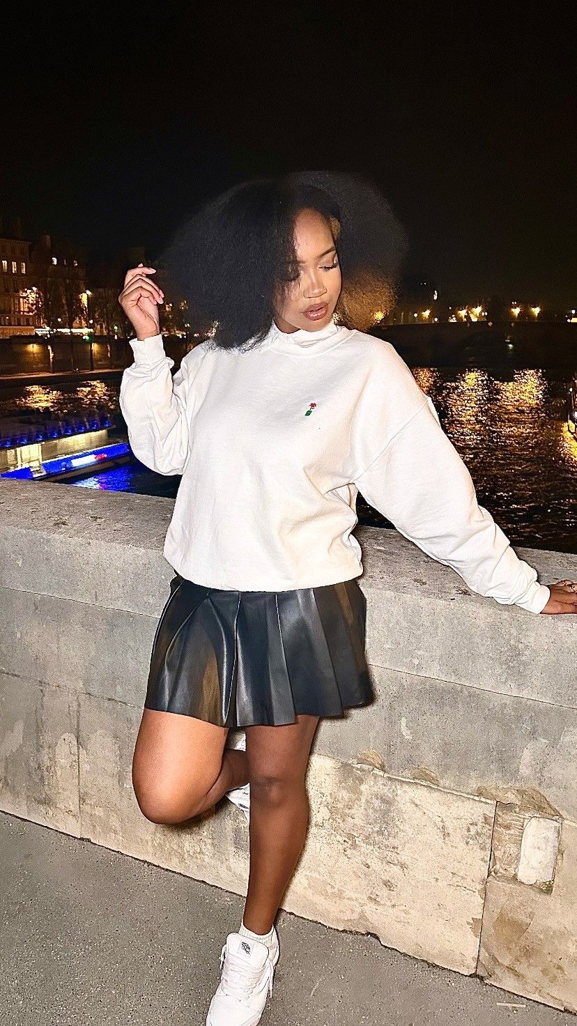 Sweat blanc logo brodé - 4fclothing