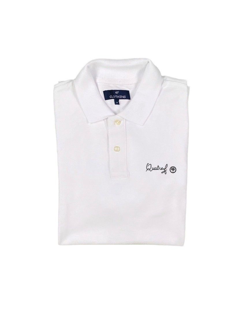 Polo blanc écriture Quatref noire - 4fclothing