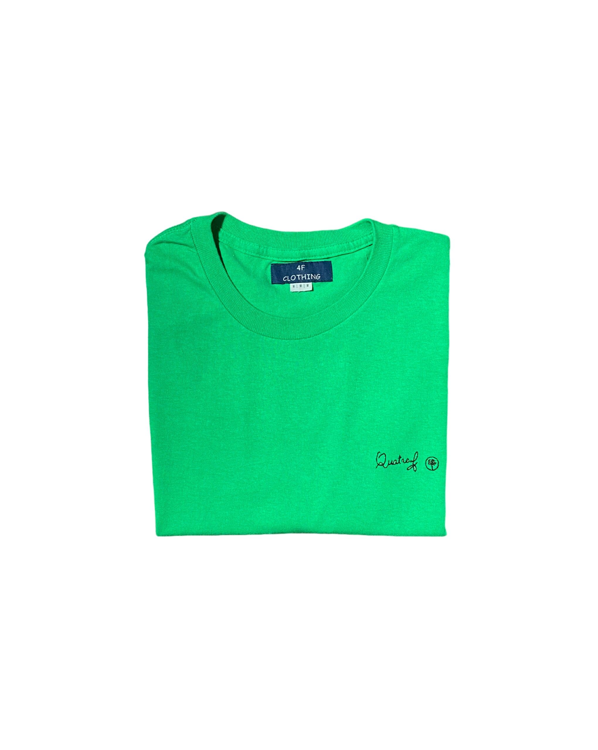 T-shirt vert écriture Quatref noire - 4fclothing