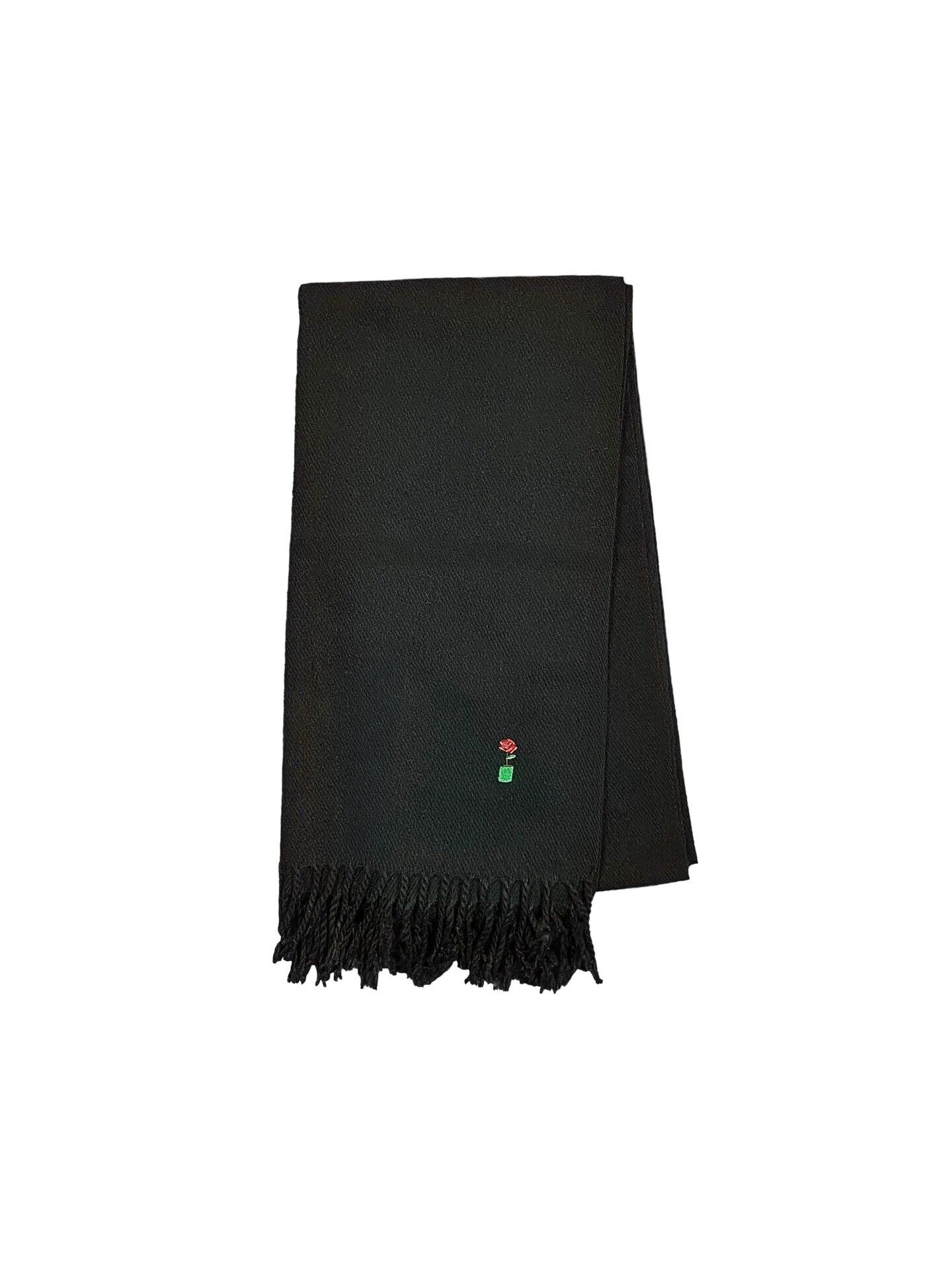 Écharpe noire tissée en laine - 4fclothing