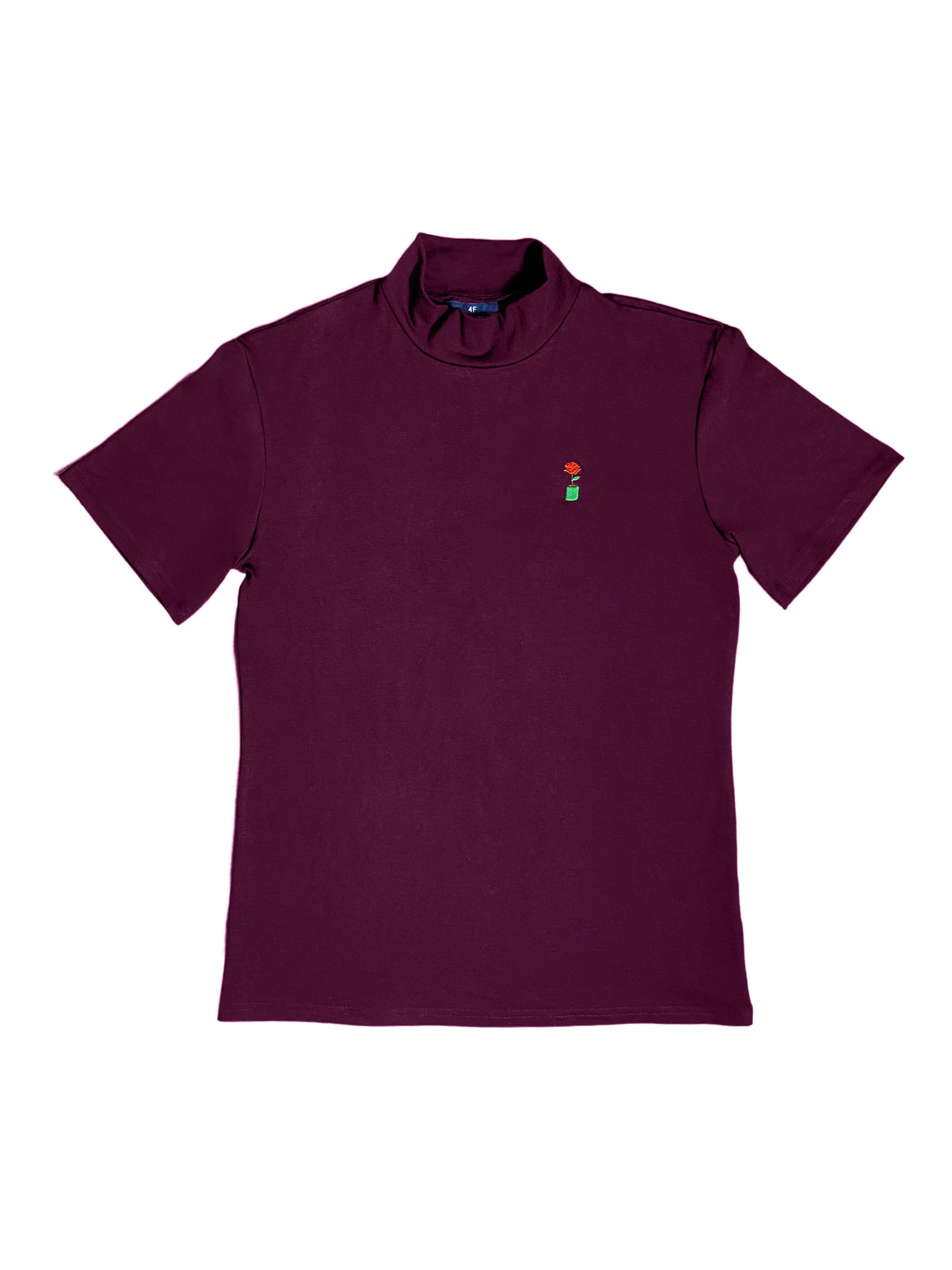 T-shirt Col Roulé Homme Bordeaux - 4fclothing