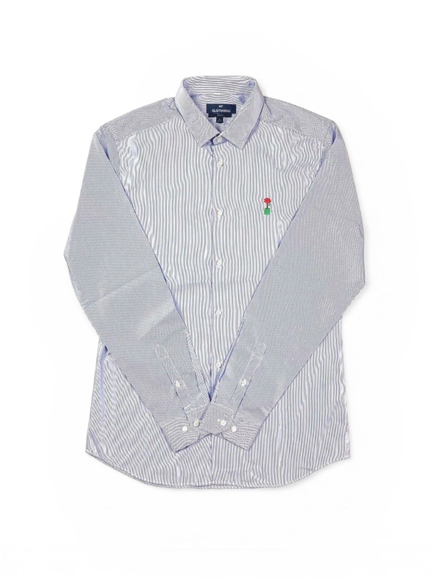 Chemise Homme Blanche à Rayures Bleues - 4fclothing