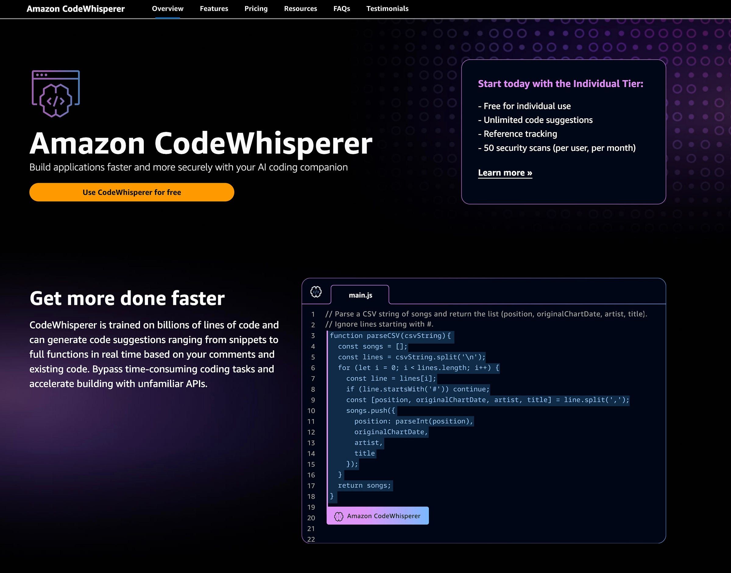 AWS CodeWhisperer Website