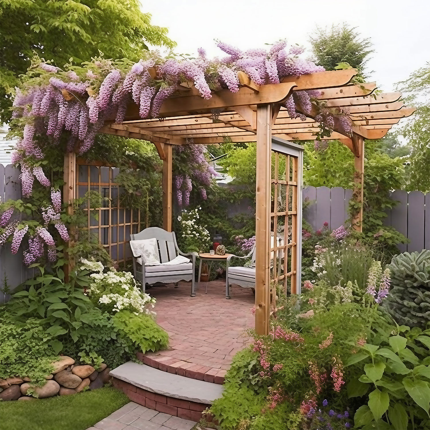 Freestanding garden structure providing shade and aesthetic appeal in landscaping.