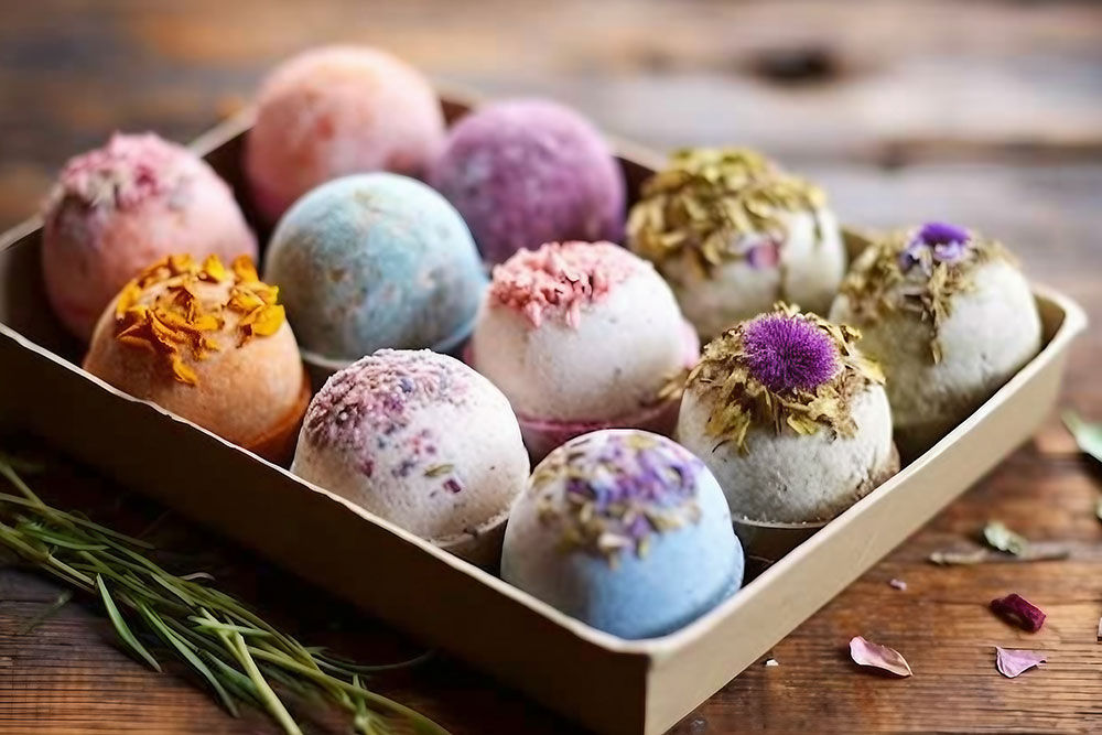 Indulge in the soothing and rejuvenating experience of botanical bath bombs infused with nature's essence.