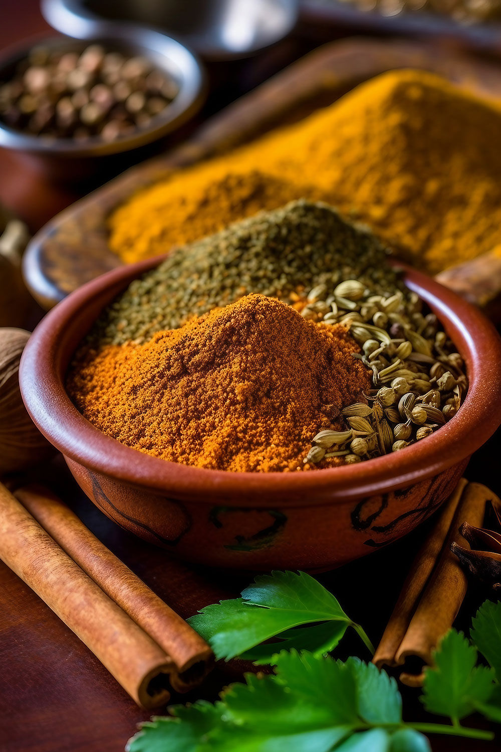 A captivating vegan cooking depicting the warm embrace of Indian cuisine through Garam Masala spices.