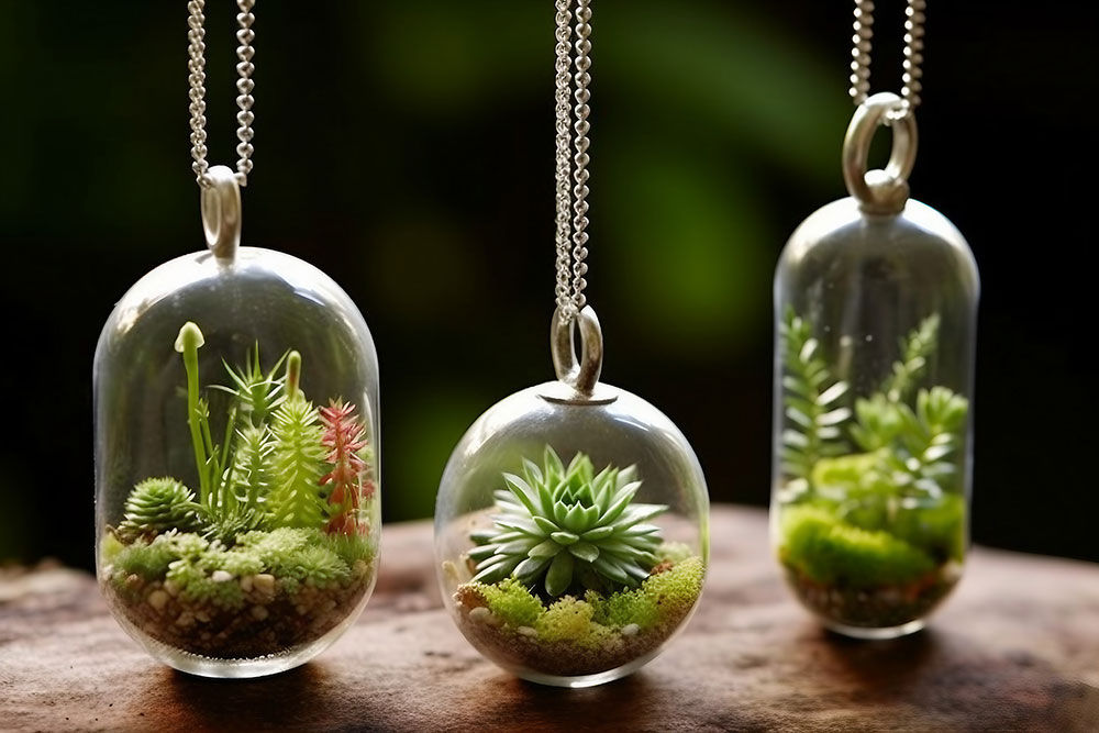 Discover the perfect blend of glamour and nature with living plant jewelry creations.