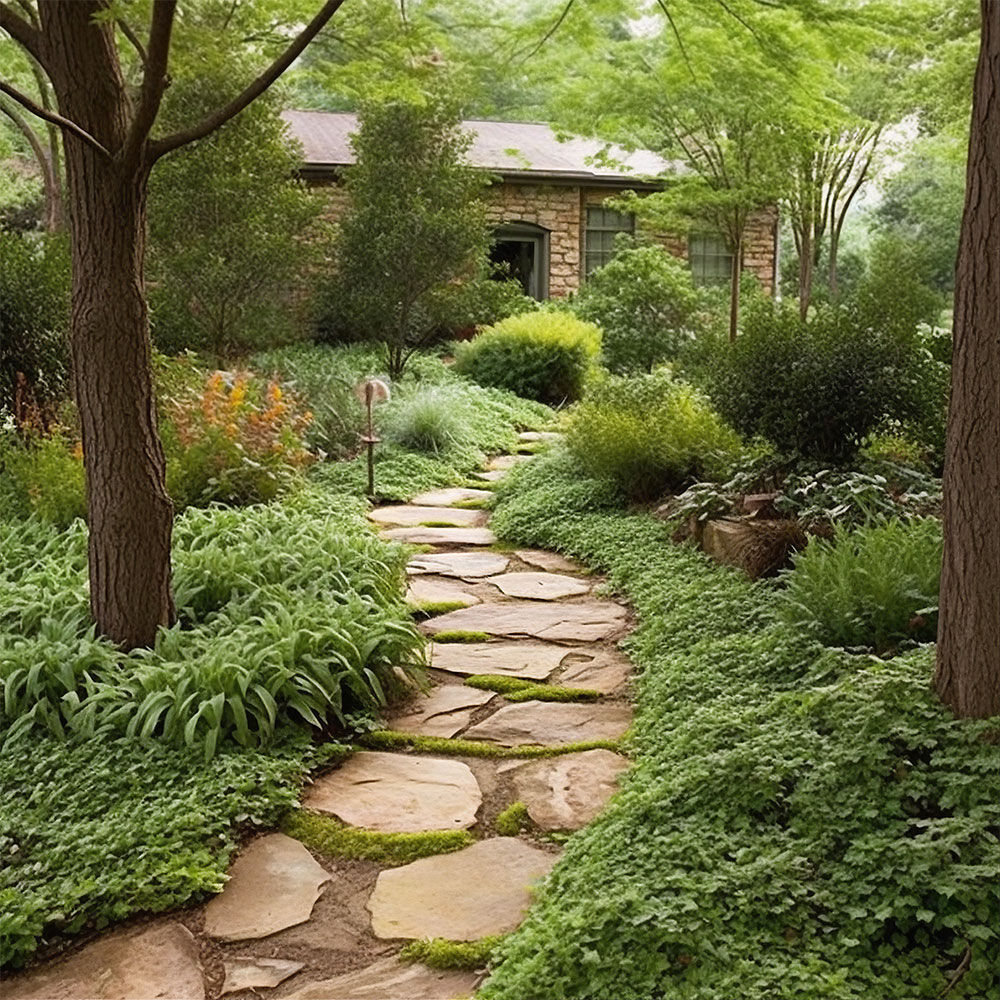 Landscaping Ideas For A Beautiful Backyard Garden with stepping stones