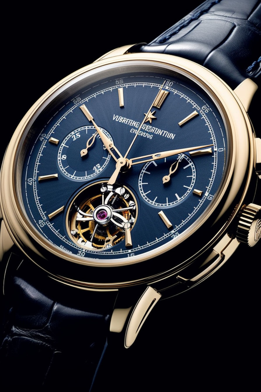 A prestigious Vacheron Constantin Swiss watch featuring a black