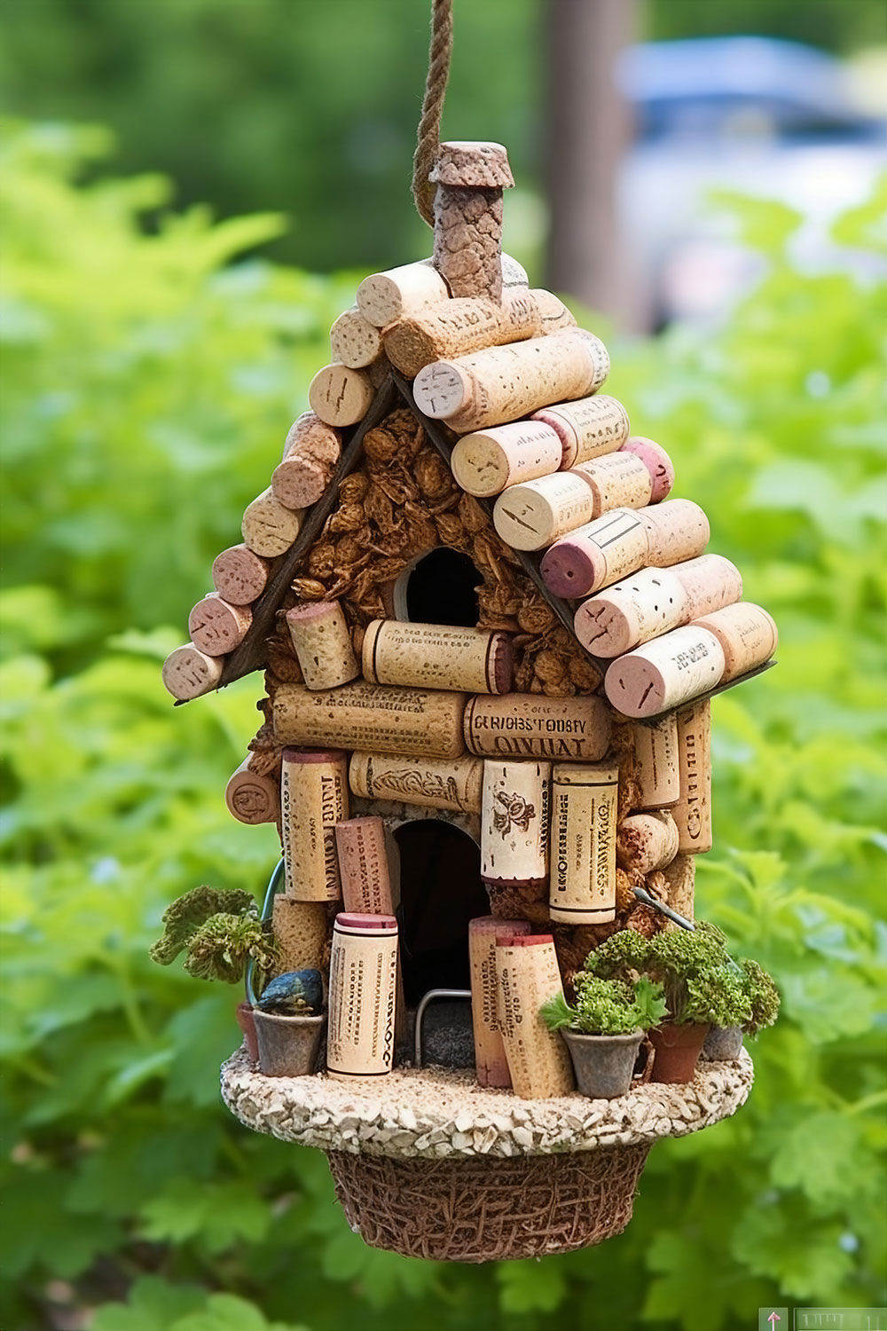 Whimsical Wine Cork Birdhouse: A Cozy Avian Haven