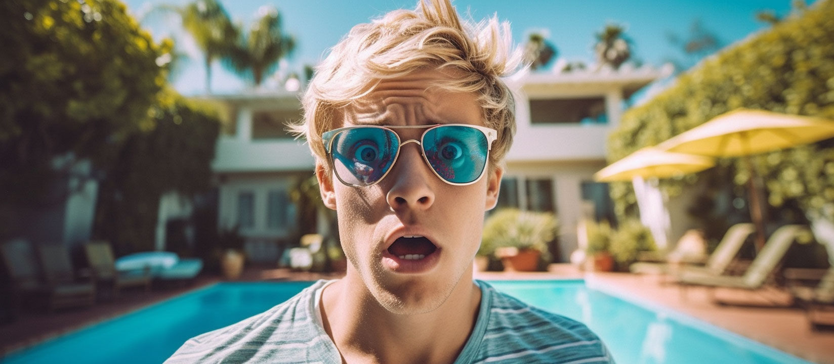 Surprised American blond guy ponders home improvement with enthusiasm.