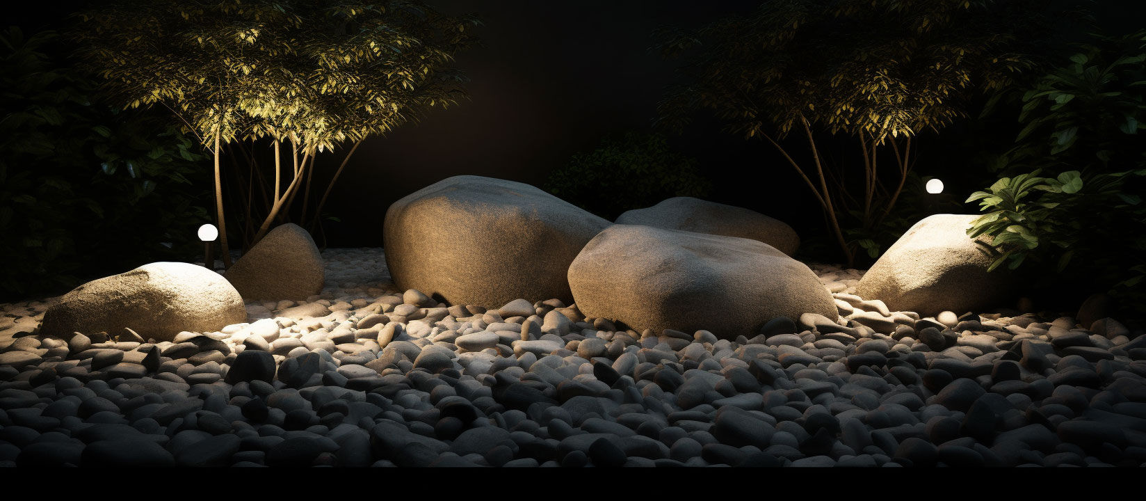 Illuminating with Spotlighting in rock garden lights