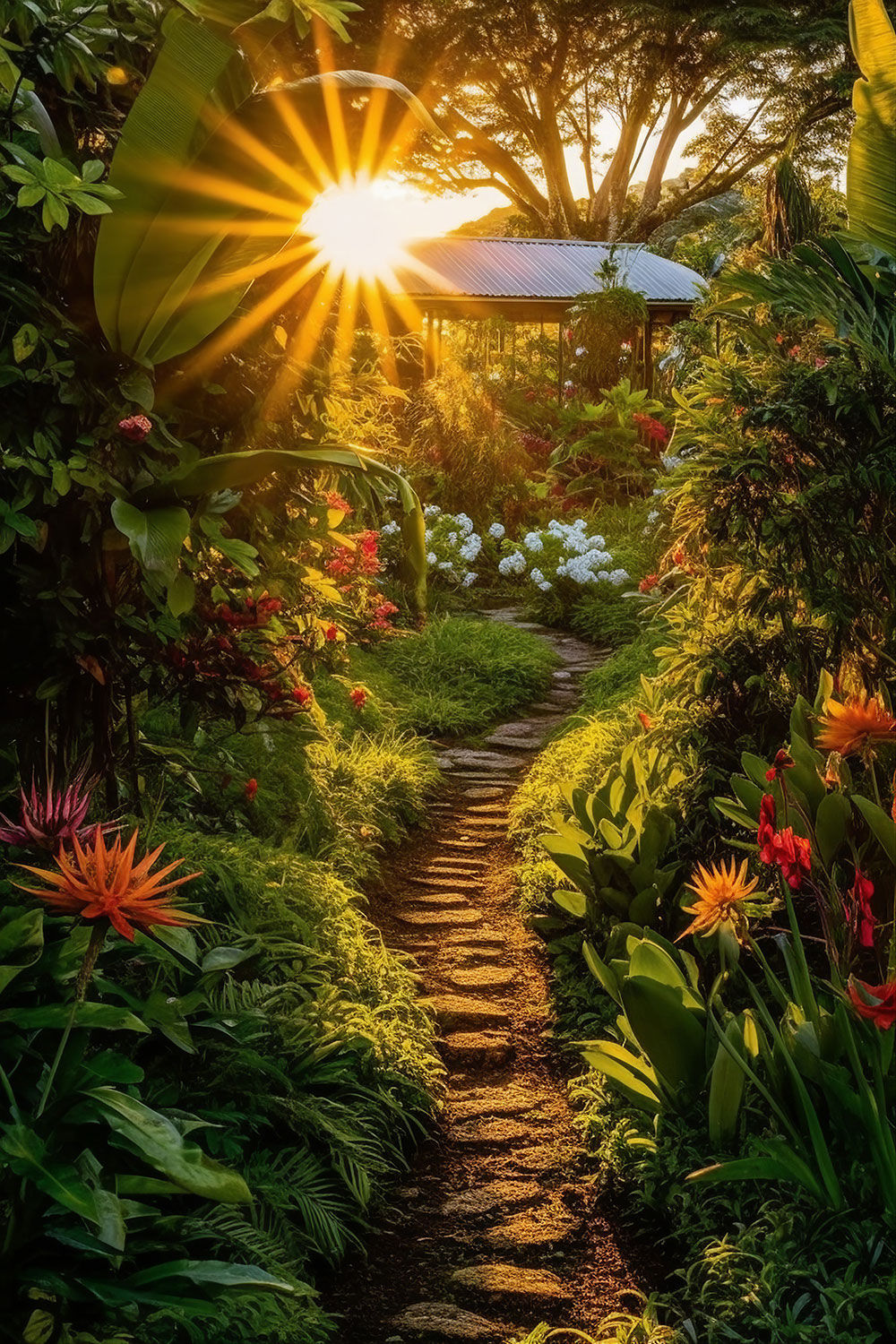 sunset strolly home gardens