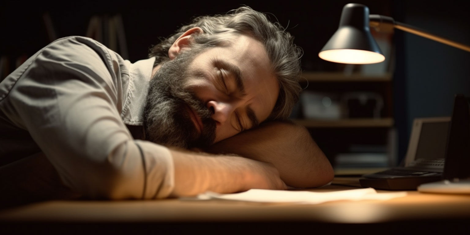 lexChan a tired american man sleeping during lunch break in the 28fca5c2 0bbd 4024 8e3b 8336af156f7a