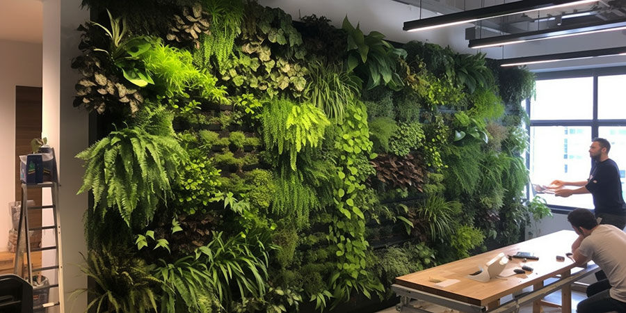 profession install vertical plants for customer at home2