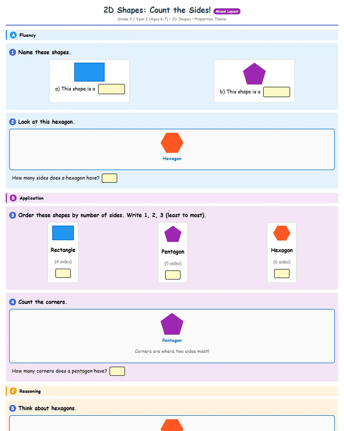 2D Shapes: Count the Sides! - Free Printable Year 2 (G...