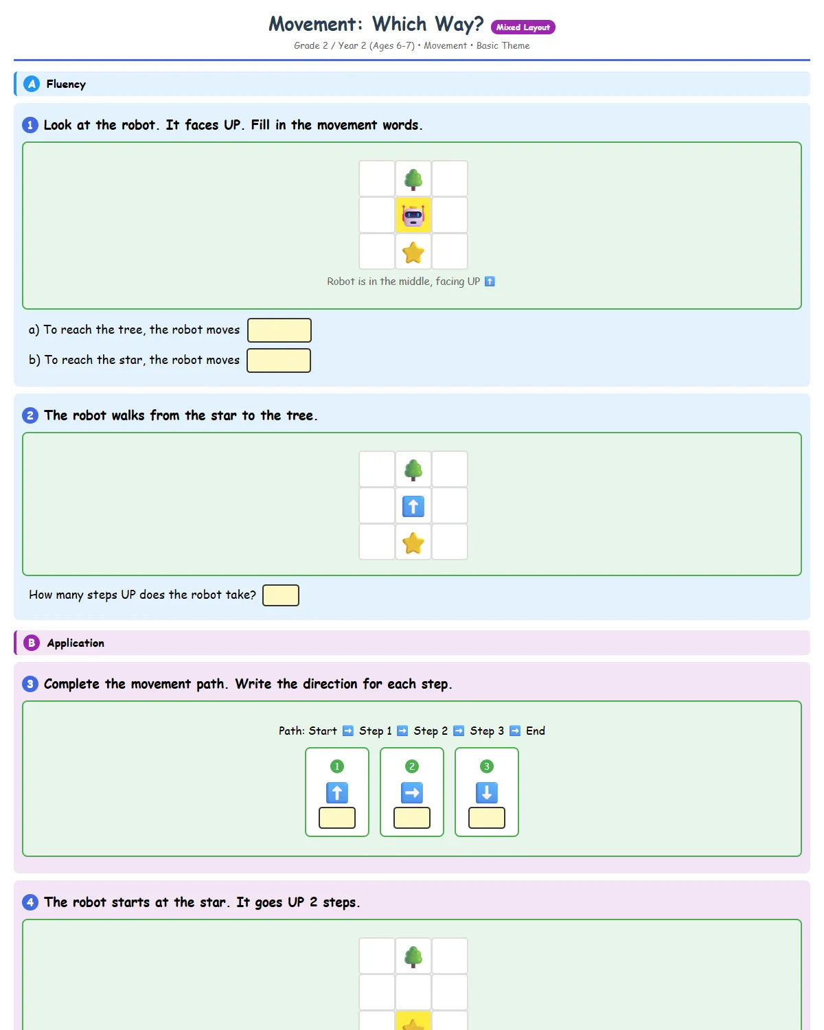 Movement: Which Way? - Free Printable Year 2 (Grade 2)...