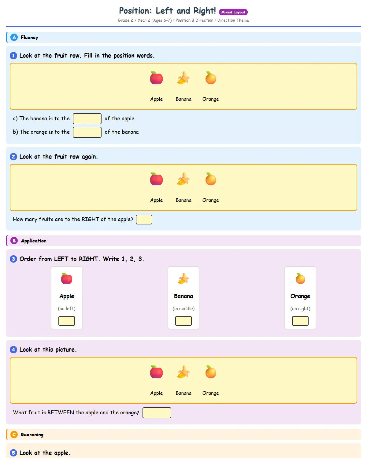 Position: Left and Right! - Free Printable Year 2 (Gra...