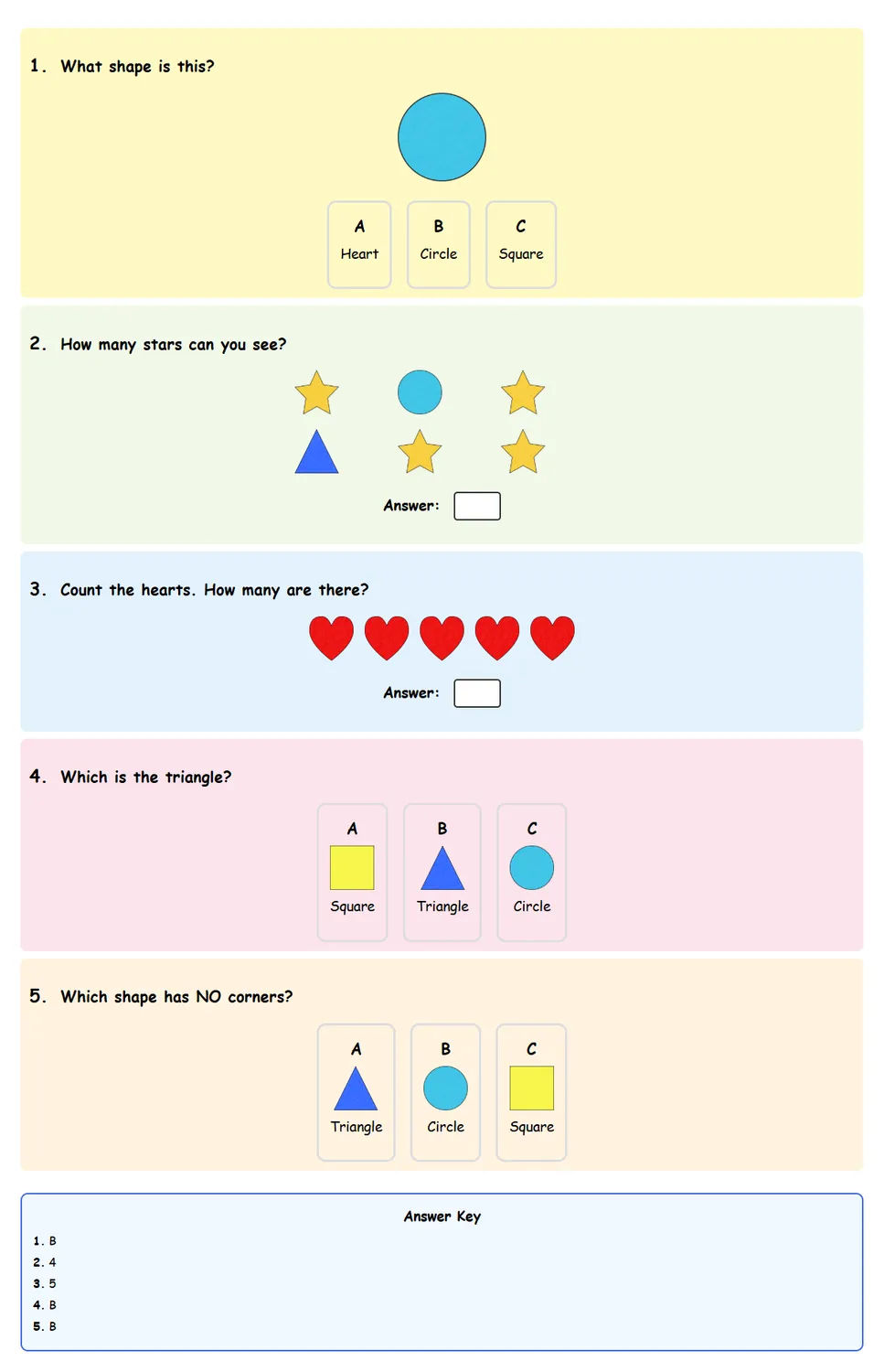 Free Reception Basic Shapes Worksheet | Math Printables