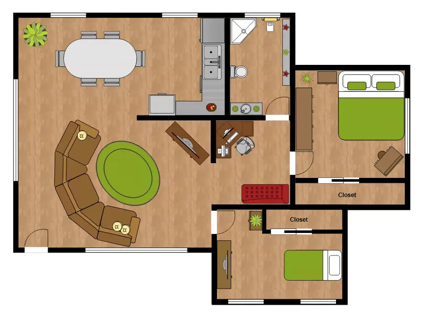 SmartDraw floor plan editing example