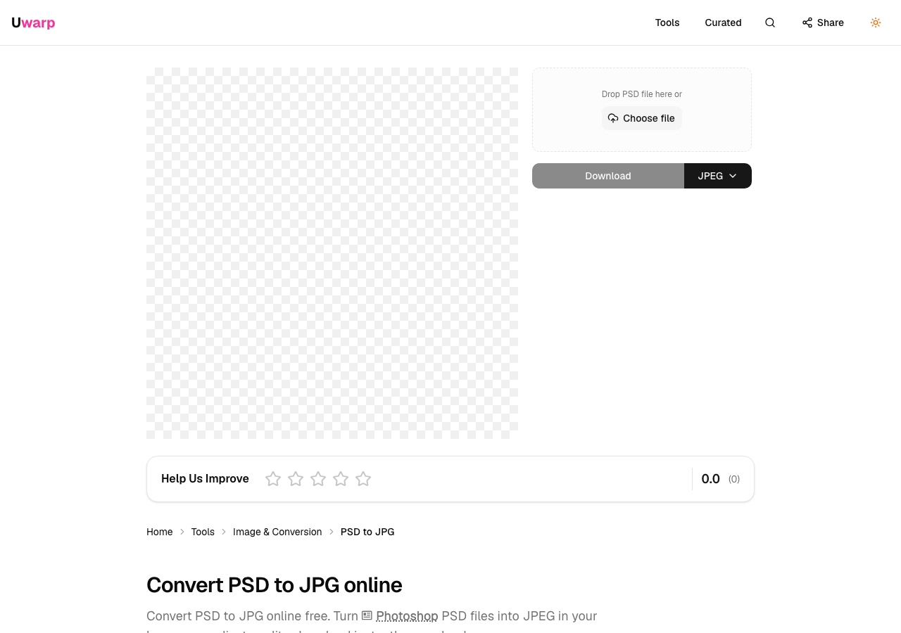 PSD 转 JPG 上传界面