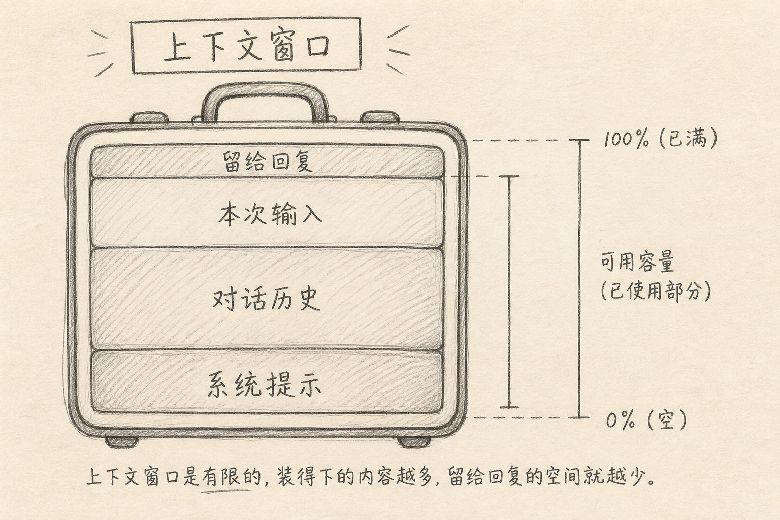 上下文窗口像有限容量的行李箱