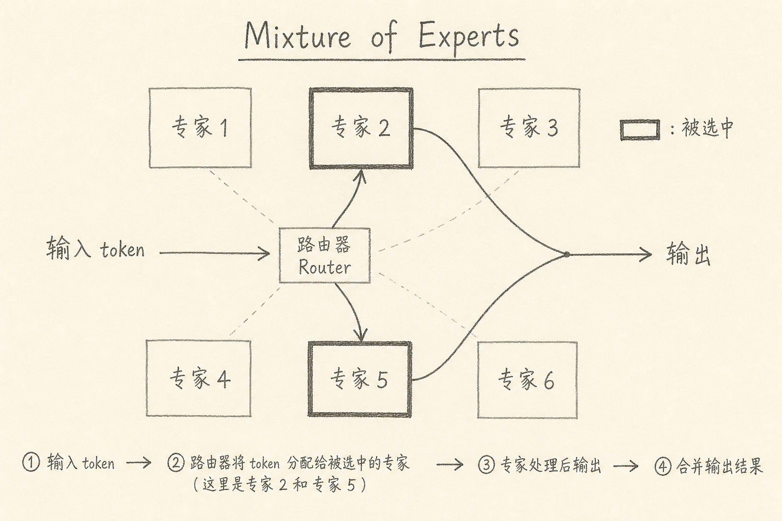 路由器挑选少数专家参与计算