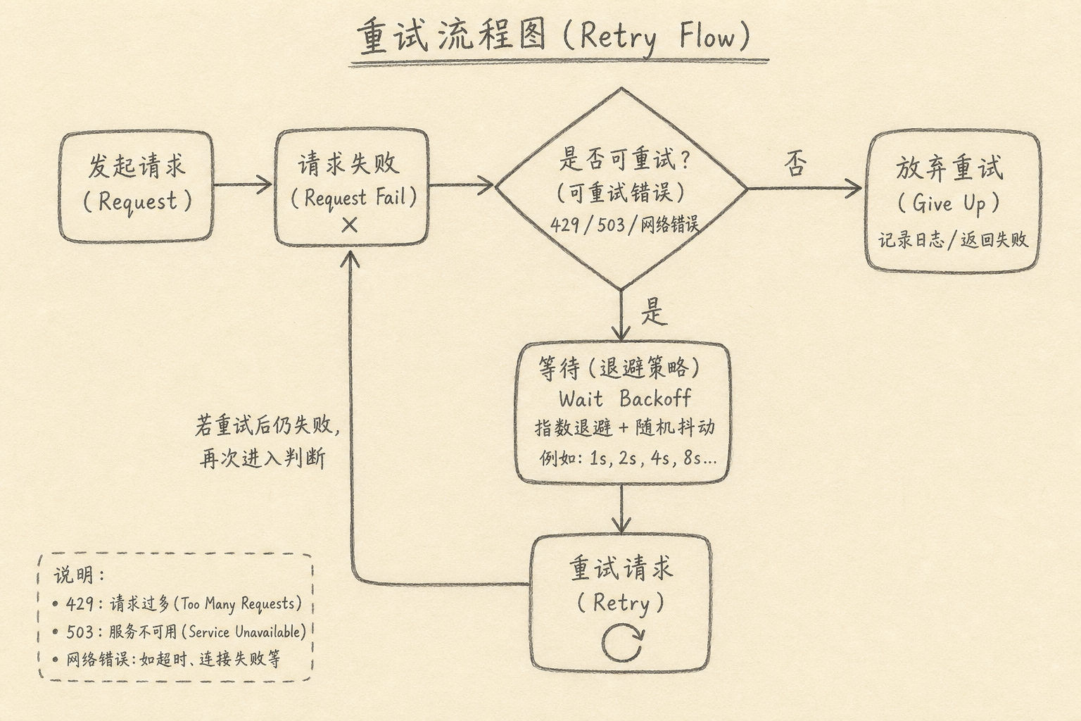 可重试错误才退避重试