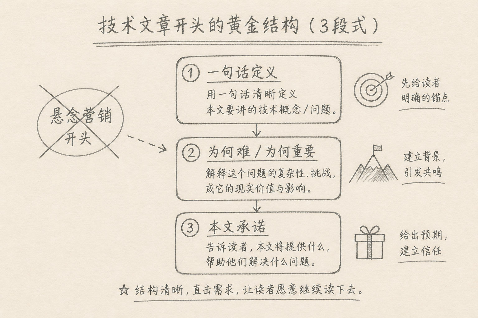 开篇三拍:定义、痛点、承诺