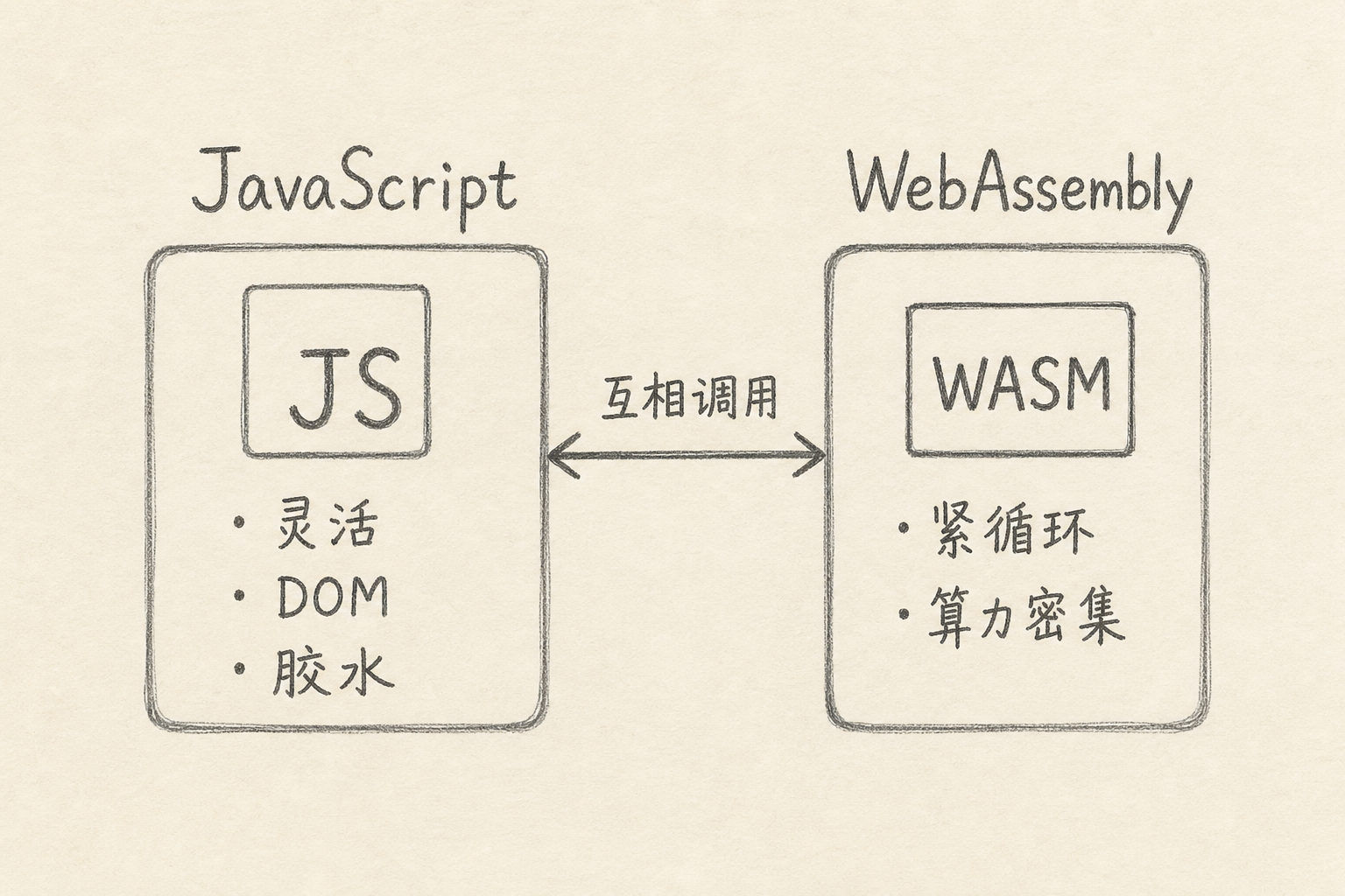 JavaScript 与 WebAssembly 的分工